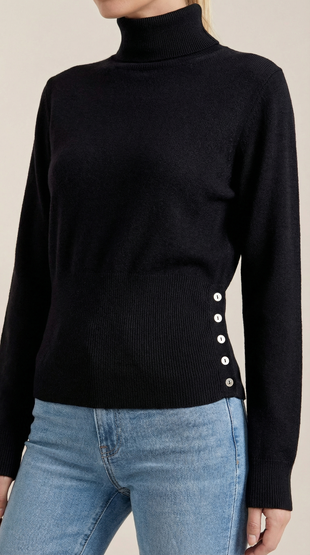 Leticia | Suéter de Cuello Alto con Textura Acanalada