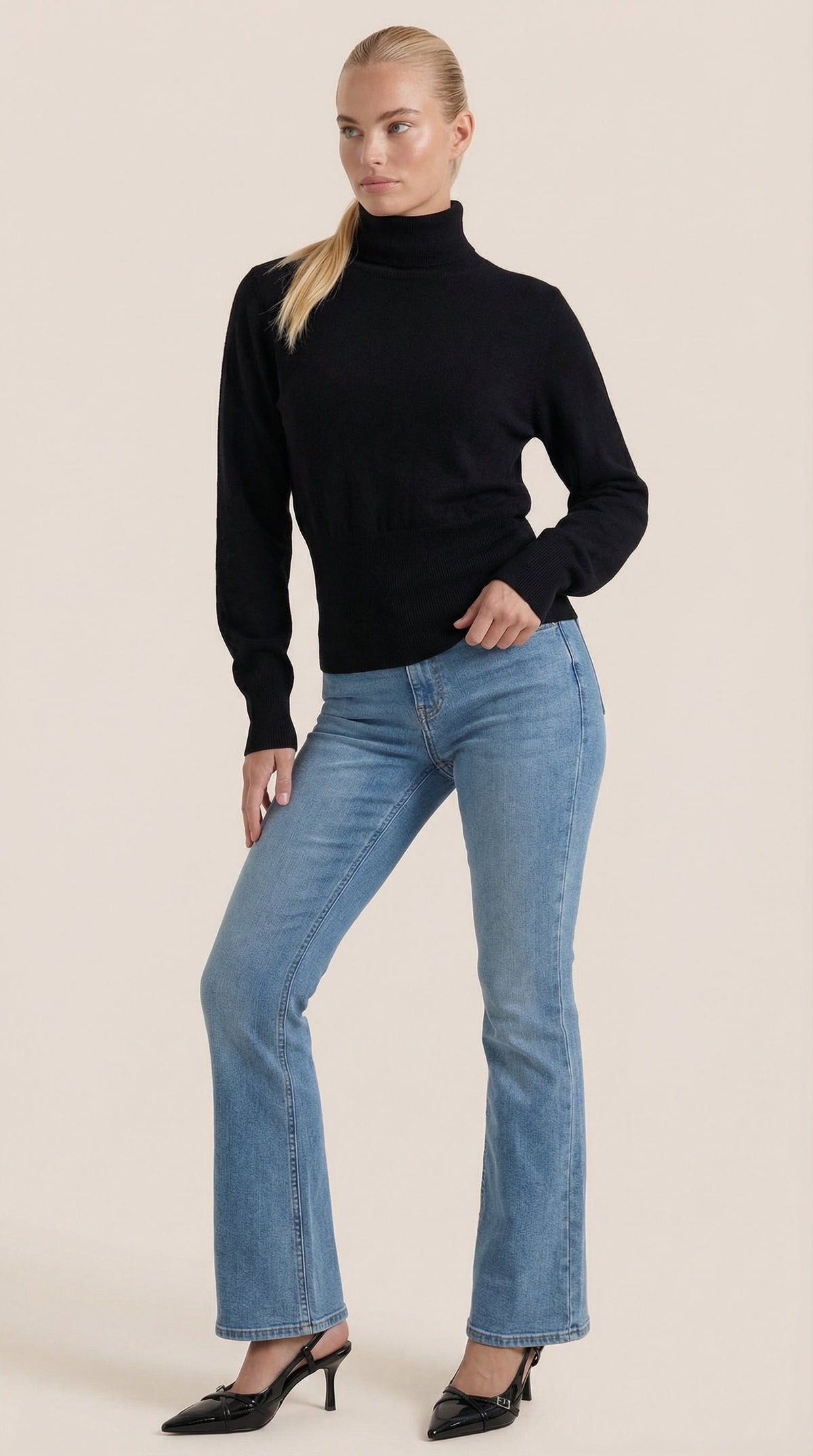 Leticia | Suéter de Cuello Alto con Textura Acanalada
