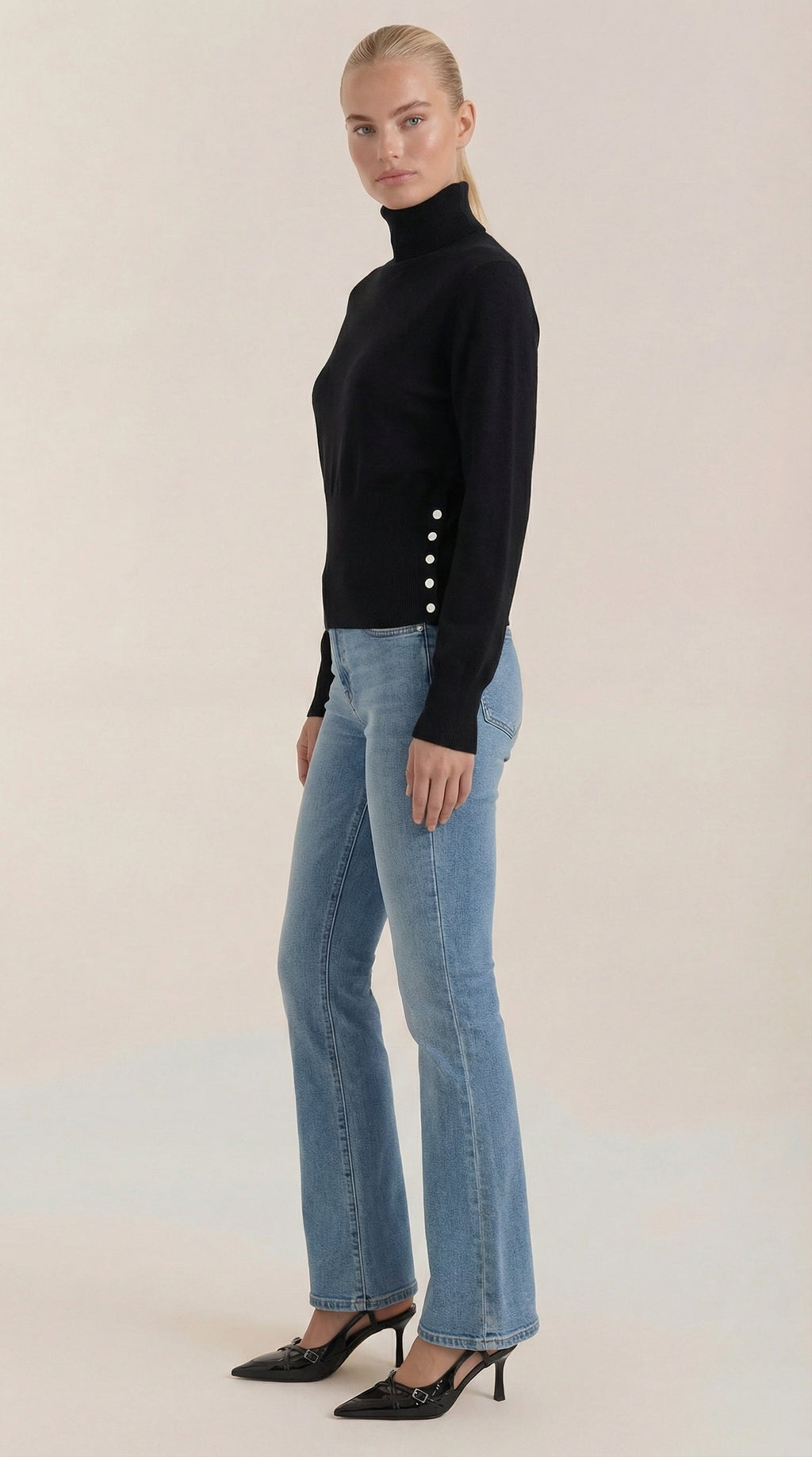 Leticia | Suéter de Cuello Alto con Textura Acanalada