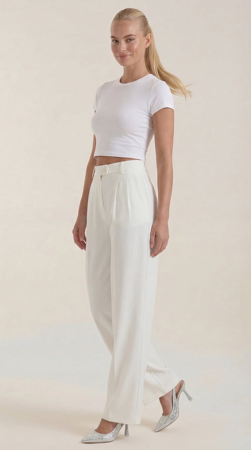 Rebecca | Pantalones de Oficina de Pierna Ancha