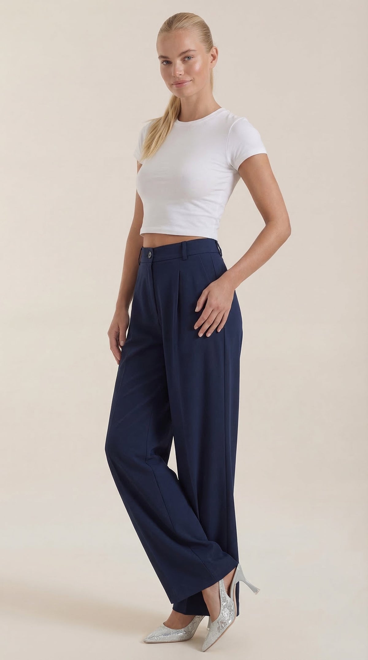 Rebecca | Pantalones de Oficina de Pierna Ancha
