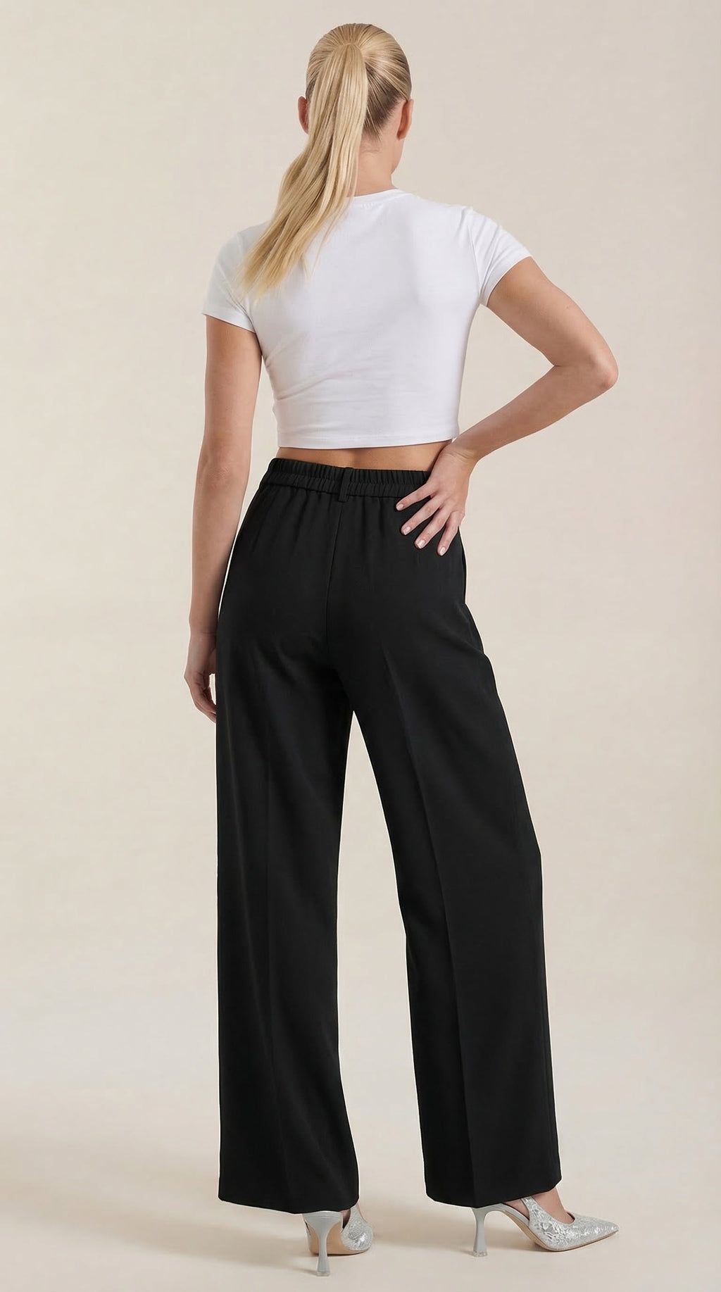 Rebecca | Pantalones de Oficina de Pierna Ancha