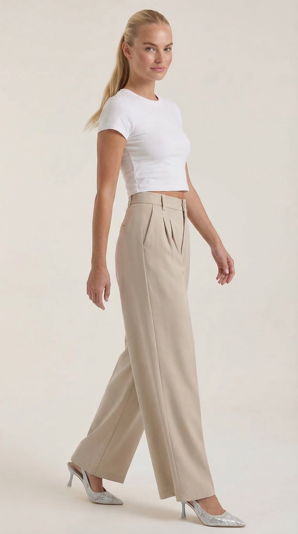 Rebecca | Pantalones de Oficina de Pierna Ancha