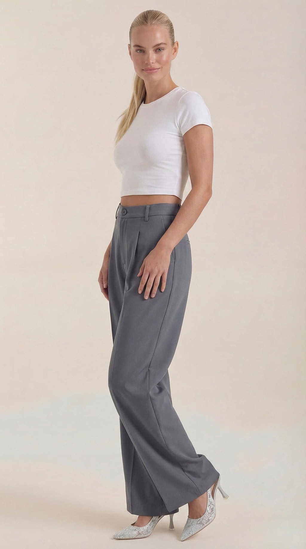 Rebecca | Pantalones de Oficina de Pierna Ancha