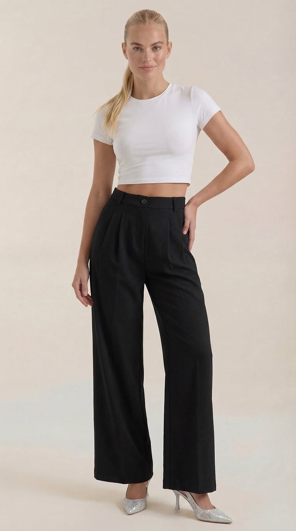 Rebecca | Pantalones de Oficina de Pierna Ancha