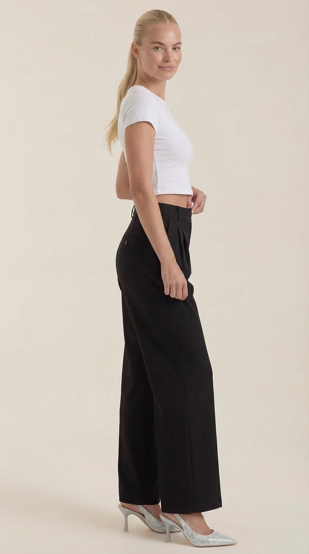Rebecca | Pantalones de Oficina de Pierna Ancha