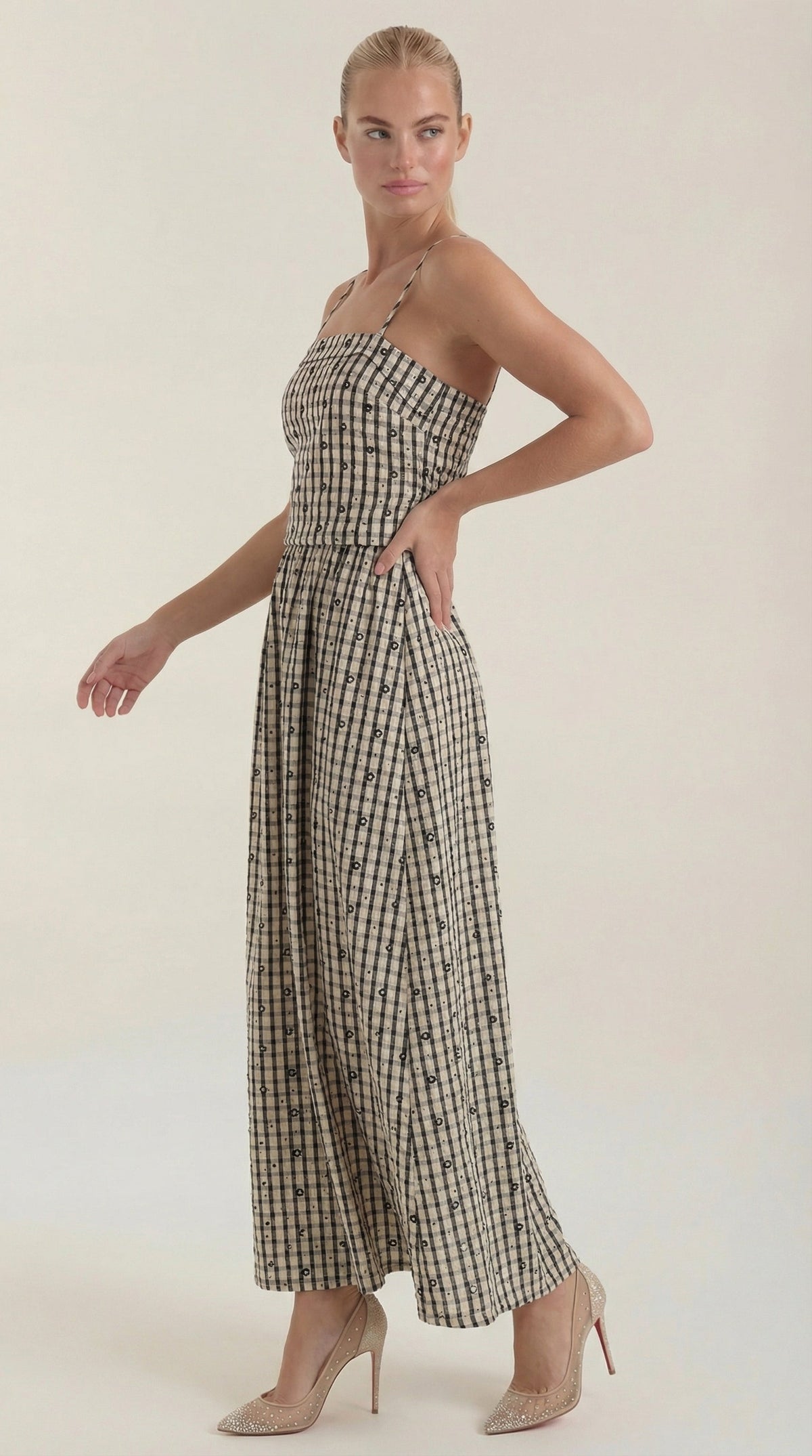 Ronda | Vestido Midi de Verano a Cuadros con Escote Redondo