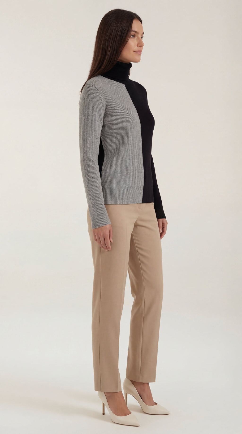 Shannon | Suéter de Cuello Alto con Diseño de Bloques