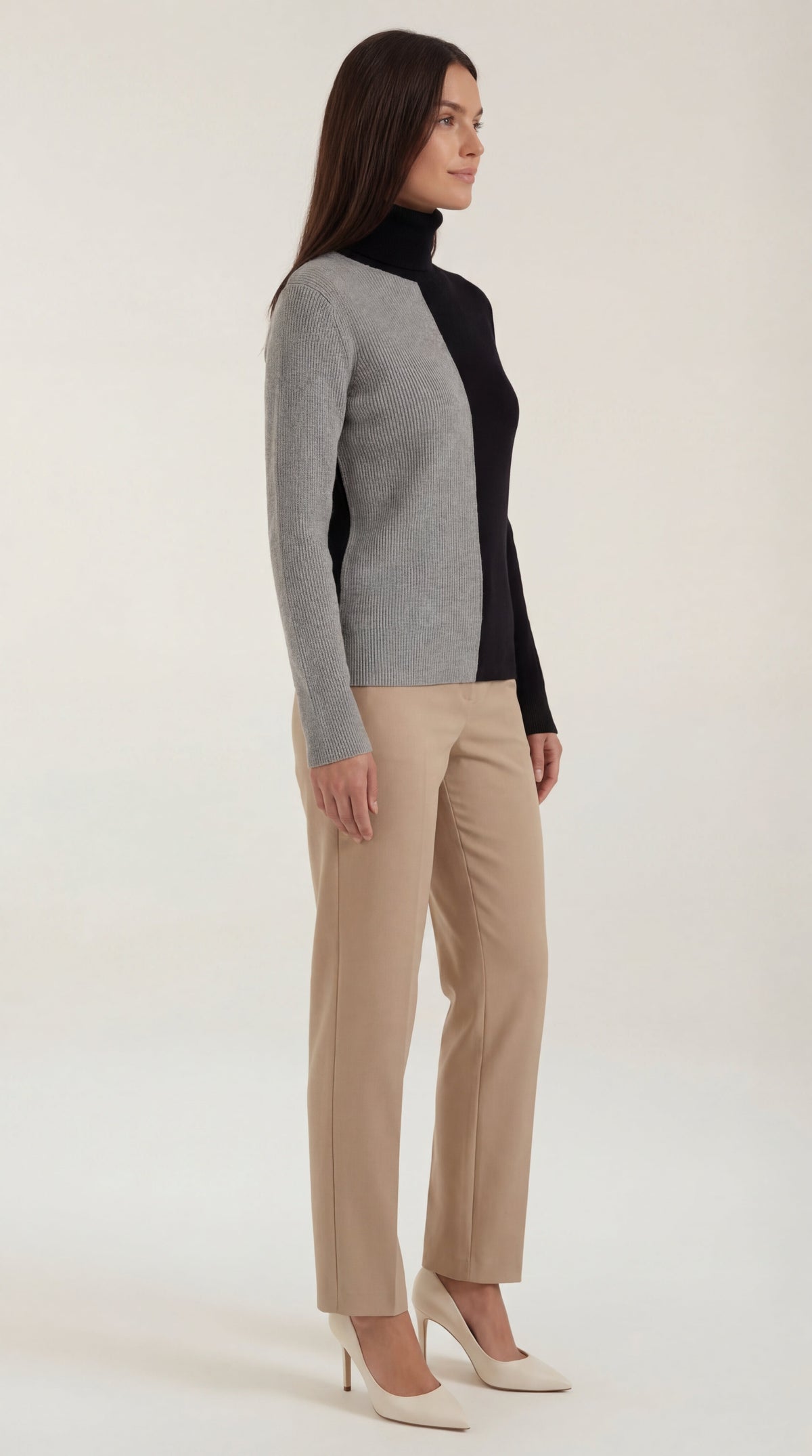 Shannon | Suéter de Cuello Alto con Diseño de Bloques