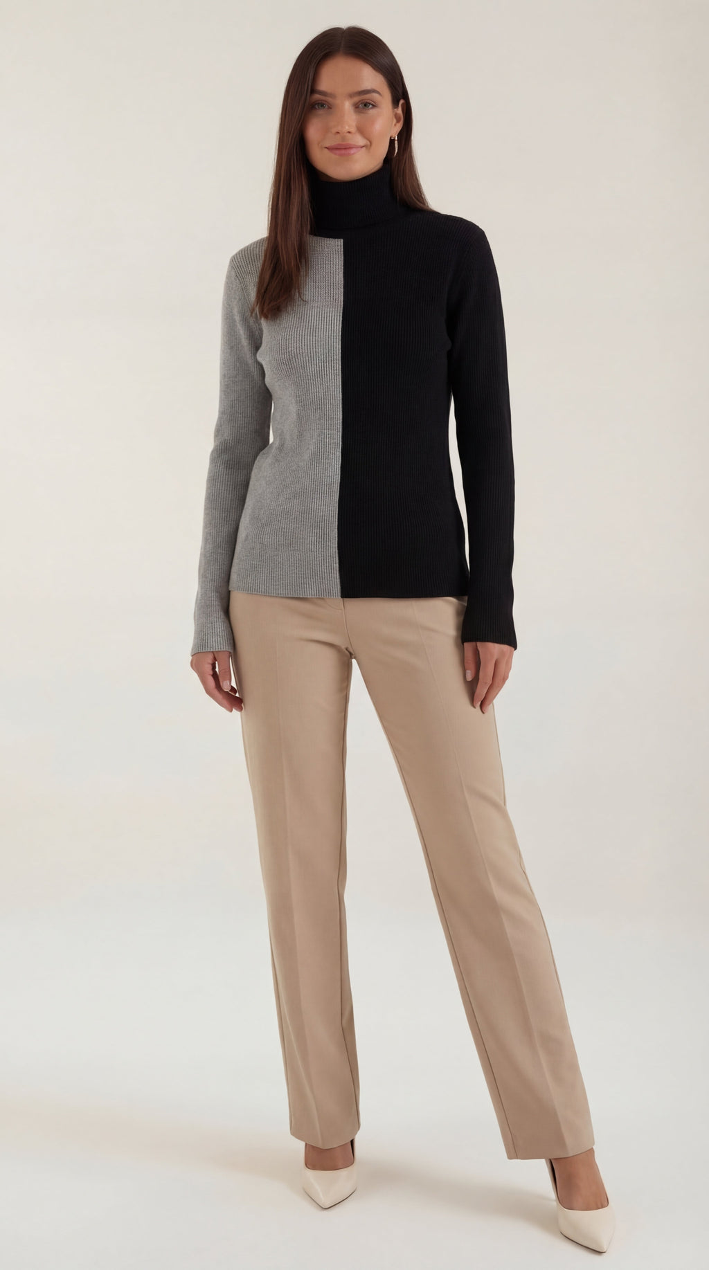 Shannon | Suéter de Cuello Alto con Diseño de Bloques