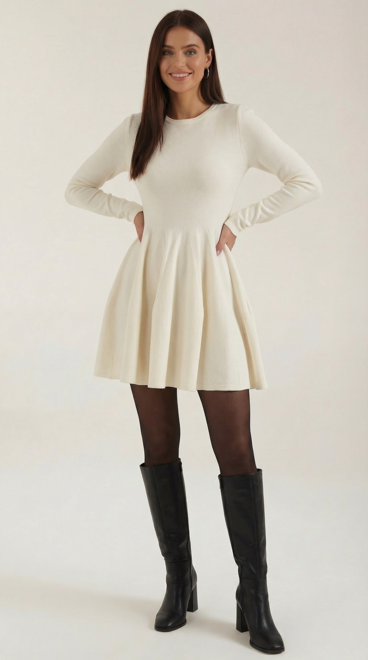 Tiffany | Vestido Mini de Manga Larga con Pliegues