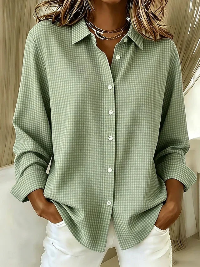 Triana | Blusa Holgada de Cuadros Vichy con Botones