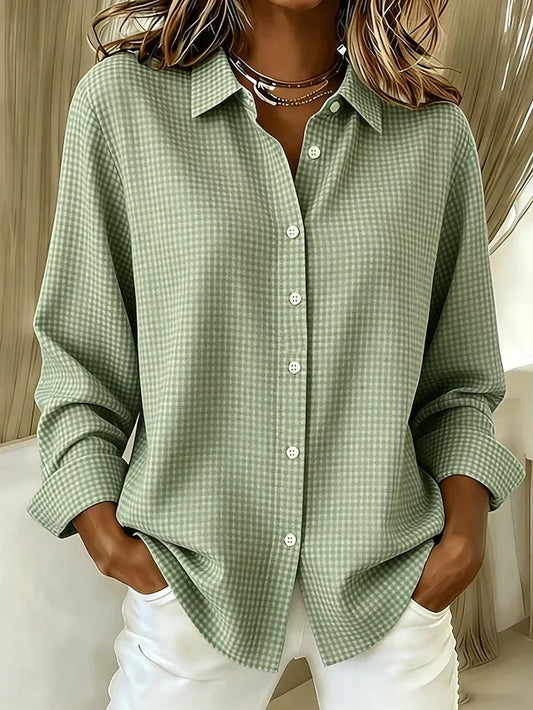 Triana | Blusa Holgada de Cuadros Vichy con Botones