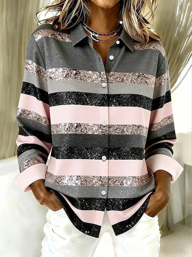 Estefanía | Blusa Refinada de Rayas con Botones